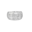 .925 Sterling Silver 1.0 Cttw Baguette-Cut Diamond 6-Row Channel Set Domed Tapered Cocktail Fashion Ring (H-I Color, I2-I3 Clarity) - Size 6-1/2-6