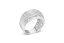 .925 Sterling Silver 1.0 Cttw Baguette-Cut Diamond 6-Row Channel Set Domed Tapered Cocktail Fashion Ring (H-I Color, I2-I3 Clarity) - Size 6-1/2-7