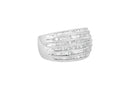 .925 Sterling Silver 1.0 Cttw Baguette-Cut Diamond 6-Row Channel Set Domed Tapered Cocktail Fashion Ring (H-I Color, I2-I3 Clarity) - Size 6-1/2-8