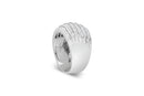 .925 Sterling Silver 1.0 Cttw Baguette-Cut Diamond 6-Row Channel Set Domed Tapered Cocktail Fashion Ring (H-I Color, I2-I3 Clarity) - Size 6-1/2-9