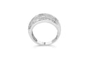 .925 Sterling Silver 1.0 Cttw Baguette-Cut Diamond 6-Row Channel Set Domed Tapered Cocktail Fashion Ring (H-I Color, I2-I3 Clarity) - Size 6-1/2-10