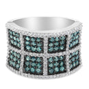 14K White Gold White and Treated Blue Diamond Cocktail Ring (1 1/2 Cttw, H-I Color, I1-I2 Clarity) - Size 6-6