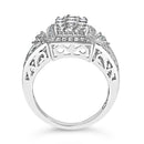10K White Gold 1.0 Cttw Diamond Rectangular Cushion Shaped Cluster Halo Flared Band Cocktail Fashion Ring (H-I Color, SI2-I1 Clarity) - Size 7-9