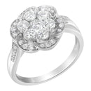 14K White Gold Floral Cluster Diamond Ring (1.0 Cttw, H-I Color, SI2-I1 Clarity) - Size 6-6