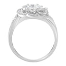 14K White Gold Floral Cluster Diamond Ring (1.0 Cttw, H-I Color, SI2-I1 Clarity) - Size 6-7
