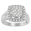 10K White Gold Diamond Cluster Ring (1 Cttw, H-I Color, SI2-I1 Clarity) - Size 6-1/2-6