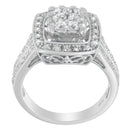 10K White Gold Diamond Cluster Ring (1 Cttw, H-I Color, SI2-I1 Clarity) - Size 6-1/2-7