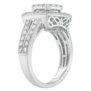 10K White Gold Diamond Cluster Ring (1 Cttw, H-I Color, SI2-I1 Clarity) - Size 6-1/2-8
