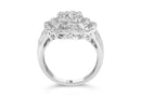 14K White Gold 1.0 Cttw Round & Baguette Cut Diamond Floral Cluster Quatrefoil Channel Set Band Cocktail Statement Ring (H-I Color, SI2-I1 Clarity) - Size 6-3/4-6