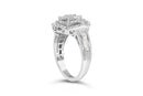 14K White Gold 1.0 Cttw Round & Baguette Cut Diamond Floral Cluster Quatrefoil Channel Set Band Cocktail Statement Ring (H-I Color, SI2-I1 Clarity) - Size 6-3/4-7