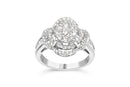 14K White Gold 1.0 Cttw Round & Baguette Cut Diamond Floral Cluster Quatrefoil Channel Set Band Cocktail Statement Ring (H-I Color, SI2-I1 Clarity) - Size 6-3/4-9
