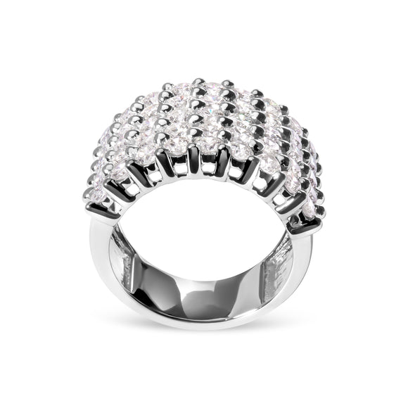 14k White Gold 4.0 Cttw Diamond 5 Row Ring Band (I-J Color, I1-I2 Clarity) - Ring Size 7