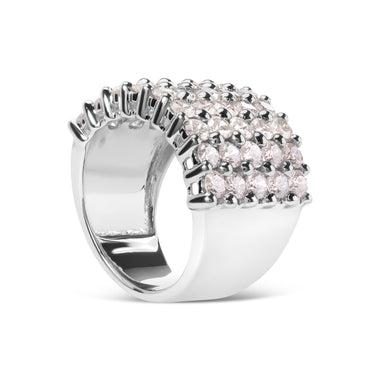 14k White Gold 4.0 Cttw Diamond 5 Row Ring Band (I-J Color, I1-I2 Clarity) - Ring Size 7 - 0