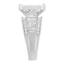 14K White Gold 2.0 Cttw Mixed-Cut Diamond Rectangle Invisible-Set Composite Cluster Ring with Bar- and Channel-Set Band (H-I Color, SI2-I1 Clarity) - Size 5-10
