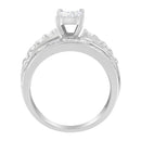 14K White Gold 1.0 Cttw Mixed-Cut Diamond Rectangle Invisible-Set Composite Cluster Ring with Bar- and Channel-Set Band (H-I Color, SI2-I1 Clarity) - Size 7-8
