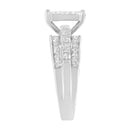 14K White Gold 1.0 Cttw Mixed-Cut Diamond Rectangle Invisible-Set Composite Cluster Ring with Bar- and Channel-Set Band (H-I Color, SI2-I1 Clarity) - Size 7-10