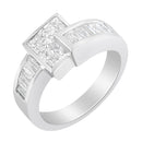 14K White Gold Princess and Baguette-cut Diamond Ring (1 1/3 Cttw, G-H Color, SI2-I1 Clarity) - Size 6-3/4-8