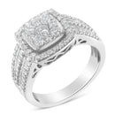 10K White Gold Diamond Cluster Ring (1 Cttw, H-I Color, I1-I2 Clarity) - Size 6-3/4-7