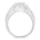 10K White Gold Diamond Cluster Ring (1 Cttw, H-I Color, I1-I2 Clarity) - Size 6-3/4-10