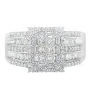 10K White Gold Diamond Cluster Ring (1 cttw, H-I Color, I1-I2 Clarity)-5