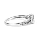 .925 Sterling Silver 1/4 Cttw Princess-cut Diamond Composite Ring with Beaded Halo (H-I Color, SI1-SI2 Clarity) - Size 7-8
