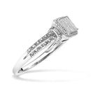 .925 Sterling Silver 1/4 Cttw Princess-cut Diamond Composite Ring with Beaded Halo (H-I Color, SI1-SI2 Clarity) - Size 7-9