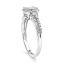 .925 Sterling Silver 1/4 Cttw Princess-cut Diamond Composite Ring with Beaded Halo (H-I Color, SI1-SI2 Clarity) - Size 7-10