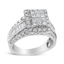 14K White Gold 2.00 Cttw Composite Head with Halo and Side Stones Diamond Ring (H-I Color, SI1-SI2 Clarity) - Ring Size 7-4
