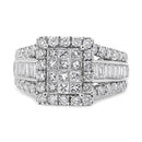 14K White Gold 2.00 Cttw Composite Head with Halo and Side Stones Diamond Ring (H-I Color, SI1-SI2 Clarity) - Ring Size 7-5