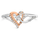 10K Rose Gold over .925 Sterling Silver â…• Cttw Diamond Split Shank Open Heart Cocktail Ring (I-J Color, I2-I3 Clarity)-6