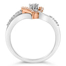 10K Rose Gold over .925 Sterling Silver â…• Cttw Diamond Split Shank Open Heart Cocktail Ring (I-J Color, I2-I3 Clarity)-10