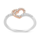 14K Rose Gold Plated and White .925 Sterling Silver 1/5 Cttw Round-Cut Diamond Open Heart Promise Ring (I-J Color, I2-I3 Clarity) - Ring Size 7-5