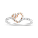 14K Rose Gold Plated and White .925 Sterling Silver 1/5 Cttw Round-Cut Diamond Open Heart Promise Ring (I-J Color, I2-I3 Clarity) - Ring Size 7-6