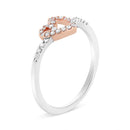 14K Rose Gold Plated and White .925 Sterling Silver 1/5 Cttw Round-Cut Diamond Open Heart Promise Ring (I-J Color, I2-I3 Clarity) - Ring Size 7-8