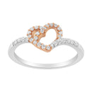 10K Two Toned Gold Diamond Heart Cocktail Ring (1/5 Cttw, H-I Color, I1-I2 Clarity) - Size 6-1/2-6