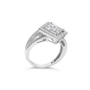 .925 Sterling Silver 1/3 Cttw Invisible Set Princess-Cut Diamond Rhombus and Beaded Halo Ring (H-I Color, SI1-SI2 Clarity) - Ring Size 7-8