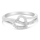 .925 Sterling Silver 1/8 Cttw Diamond Open Heart Leaf Curvy Bypass Accent Fashion or Promise Ring (I-J Color, I2-I3 Clarity) - Size 6-6
