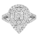 .925 Sterling Silver Diamond Cluster Ring (1 1/2 Cttw, H-I Color, I1-I2 Clarity) - Size 6-6