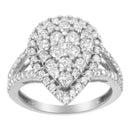 .925 Sterling Silver Diamond Cluster Ring (1 1/2 Cttw, H-I Color, I1-I2 Clarity) - Size 6-7