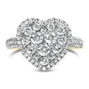 14K Yellow Gold 1 1/2 Cttw Diamond Heart Shaped Composite Ring (H-I Color, SI2-I1 Clarity) - Ring Size 7-7