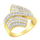 10K Yellow Gold Diamond Bypass Ring (1 1/7 Cttw, I-J Color, I1-I2 Clarity) - Size 5-5