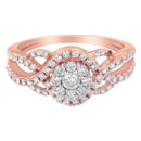 10K Rose Gold 3/4 Cttw Diamond Floral Cluster Head and Twisted Shank Cocktail  Ring (H-I Color, SI1-SI2 Clarity)- Size 7-8