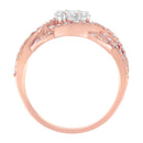 10K Rose Gold 3/4 Cttw Diamond Floral Cluster Head and Twisted Shank Cocktail  Ring (H-I Color, SI1-SI2 Clarity)- Size 7-9
