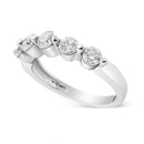 14K White Gold 1.00 Cttw Brilliant Round Cut Diamond 5-Stone Band Ring (H-I Color, SI2-I1 Clarity) - Ring Size 7-5