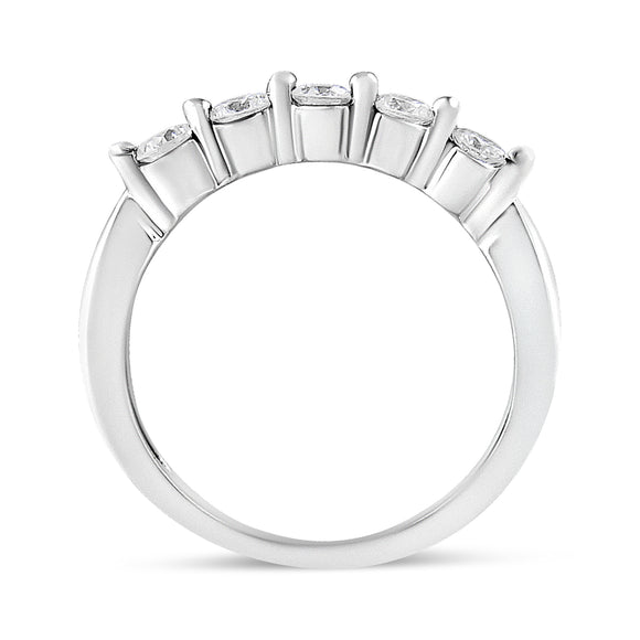14K White Gold 1/2 Cttw Round-Cut 5-Stone Diamond Ring (H-I Color, SI1-SI2 Clarity) Size 7