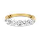 14K White and Yellow Gold 1 1/2 Cttw 2 Prong Cup Set Round-Cut Diamond 5 Stone Ring Band (H-I Color, SI2-I1 Clarity) - Ring Size 7-4
