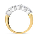 14K White and Yellow Gold 1 1/2 Cttw 2 Prong Cup Set Round-Cut Diamond 5 Stone Ring Band (H-I Color, SI2-I1 Clarity) - Ring Size 7-6