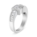 14K White Gold 1 1/2 Cttw Invisible-Set Princess and Channel-Set Baguette Diamond Geometric Bypass Ring Band (G-H Color, SI2-I1 Clarity) - Ring Size 7-8