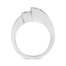 14K White Gold 1 1/2 Cttw Invisible-Set Princess and Channel-Set Baguette Diamond Geometric Bypass Ring Band (G-H Color, SI2-I1 Clarity) - Ring Size 7-9