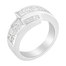 14K White Gold 2.0 Cttw Channel-Set Princess and Baguette-Cut Diamond Bypass Ring Band (G-H Color, SI1-SI2 Clarity) - Ring Size 6.5-9